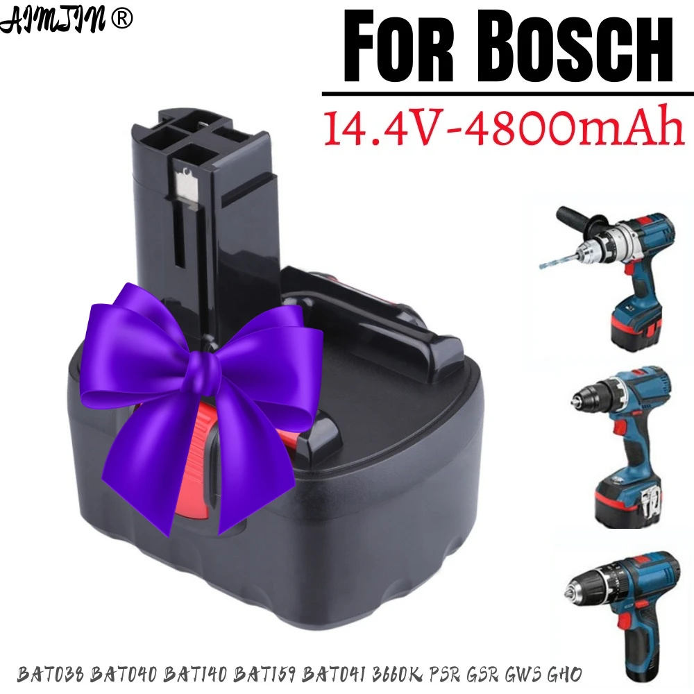

Аккумулятор BAT038 14.4V 4800mAh Ni-MH для Bosch BAT038 BAT040 BAT140 BAT159 BAT041 3660K PSR GSR GWS GHO 14.4V