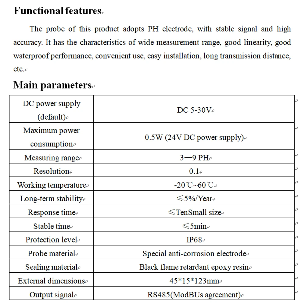 Soil PH Sensor High Accuracy Soil Meter RS485 0-5V 0-10V 4-20MA PH Tester 2 Pin IP68 Waterproof Stainless Steel Probe