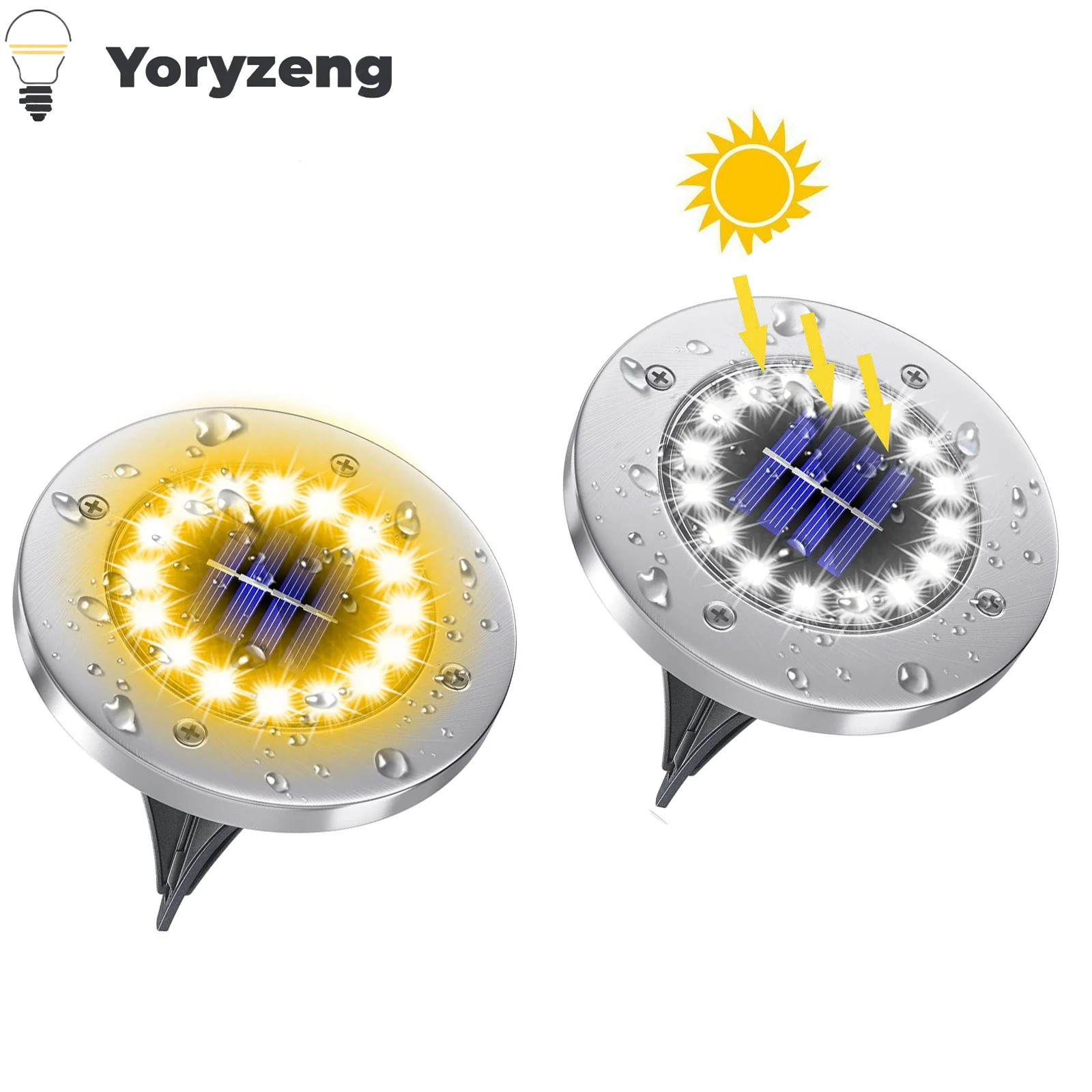 

Solar 8 16 20 LED Ground Disk Light Outdoor Garden Buried Underground Spotlight For athway Garden Yard Lawn Walkway Driveway