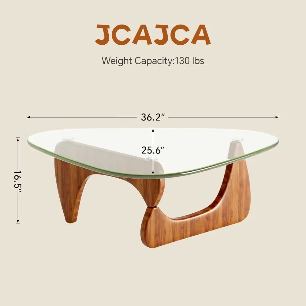 Mid-Century Modern Walnut Coffee Table with Clear Glass Top