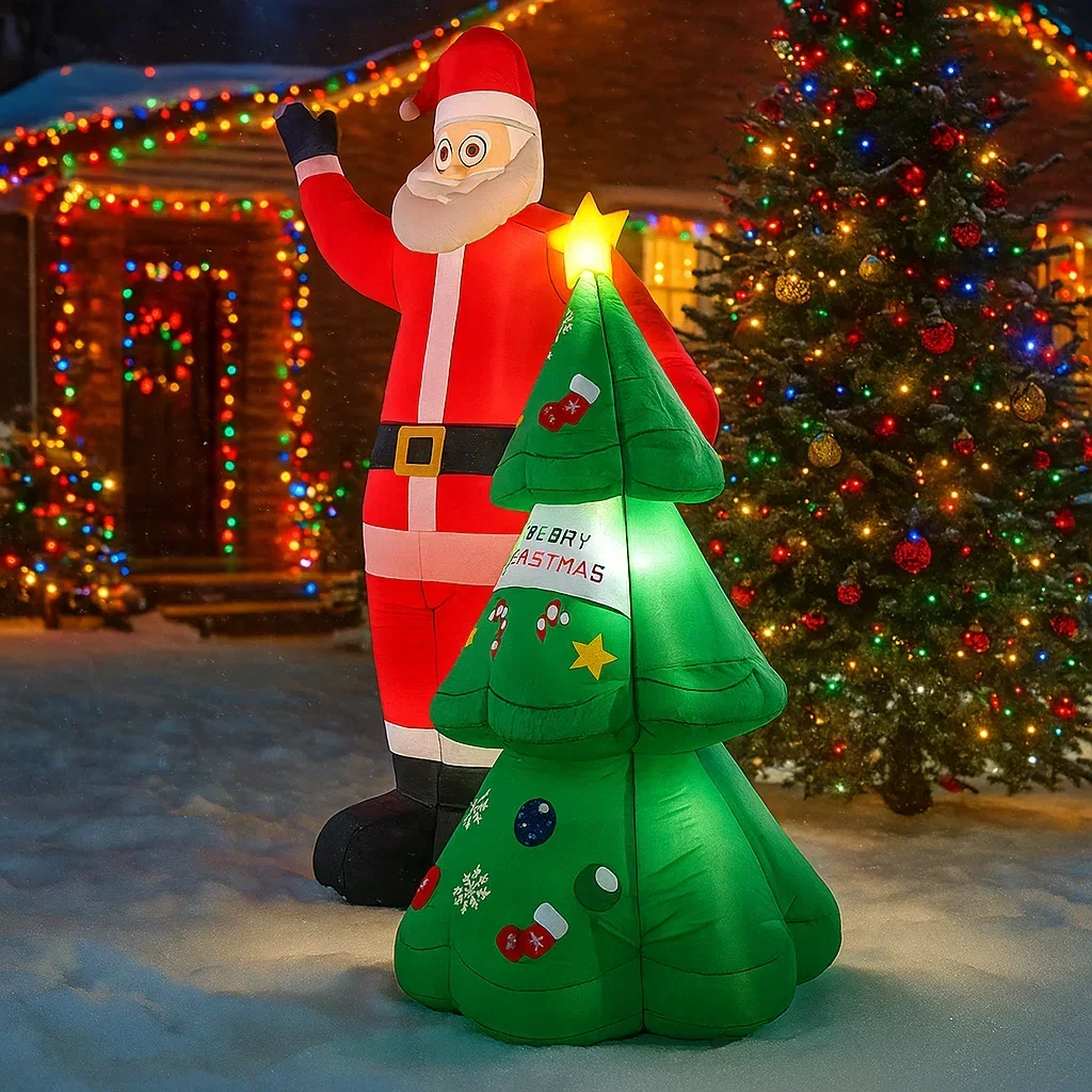 8.2FT Christmas Decorations Inflatable Santa Claus & Christmas Tree Toys Home Yard Ornaments with LED Decor Christmas Decor Toy