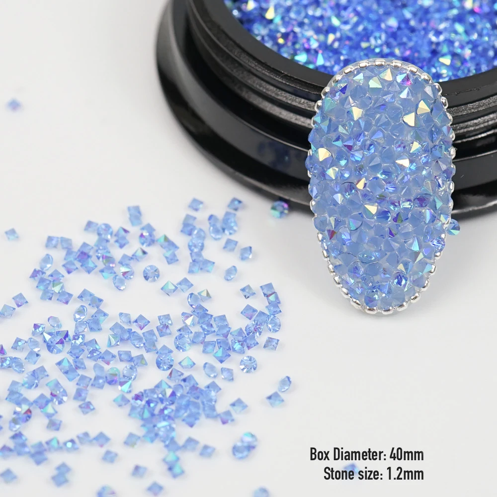 เล็บลูกปัดแก้วเพชร Pixie คริสตัล Rhinestones Glitter กดบนเล็บ Shine Micro หินชิ้นส่วน AB สี1.2Mm เล็บ