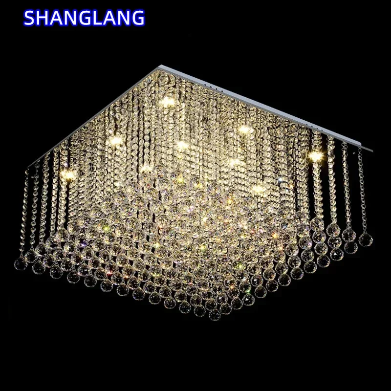 Modern Crystal Chandelier Square Luxury Lamp Indoor Hanging Lighting Equipment For Living Room Dining  Lobby Ceiling Lustres - view 3