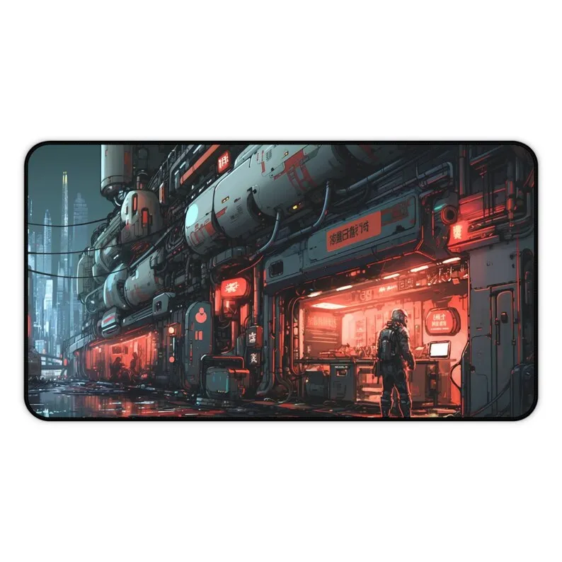 Alas Meja Besar Anime Science Fiction Factory, Alas Mouse Kota Masa Depan, Alas Meja Gaming Gamer PC Keyboard, Alas Mouse, Aksesoris Meja