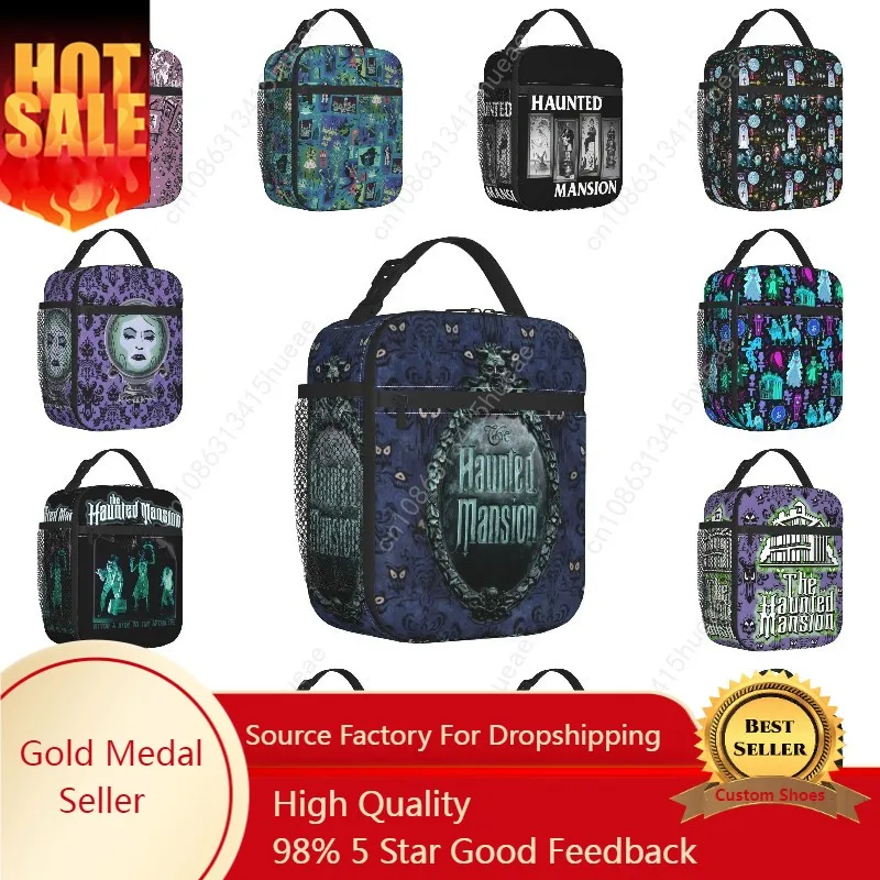 Custom Haunted Mansion Logo Lunch Bag Women Thermal Cooler Insulated Lunch Boxes for Student School