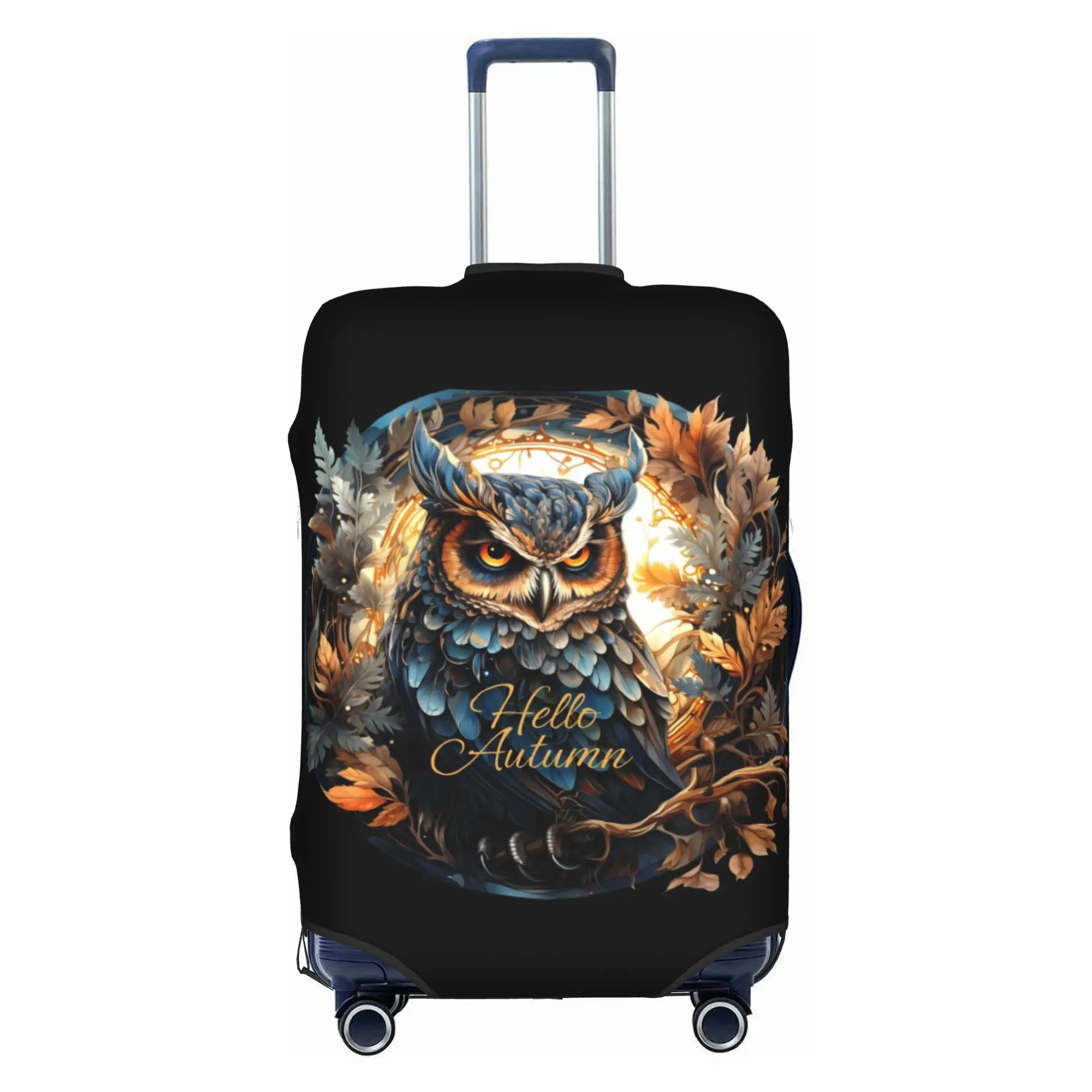 Cute Halloween Pumpkin Owl Luggage Cover Protector Washable  Travel Suitcase Covers