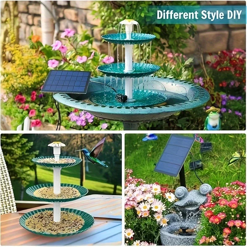 3.5W Detachable Solar Fountain Solar Pump DIY Birdbath Solar Fountain for Garden Water Features, Outdoor Bird Feeders Bird Baths