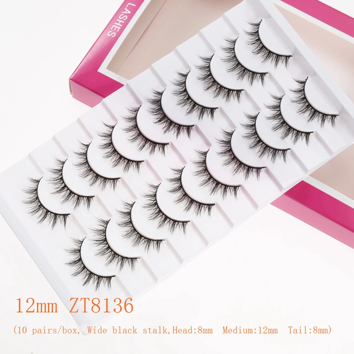 Xuanfeiwu رموش عنقودية واقعية طبيعية كاملة الشريط لمكياج أداء المسرح، رموش صناعية مجعدة وكثافة للمكياج الخفيف اليومي ورموش على طراز الرسوم المتحركة #2