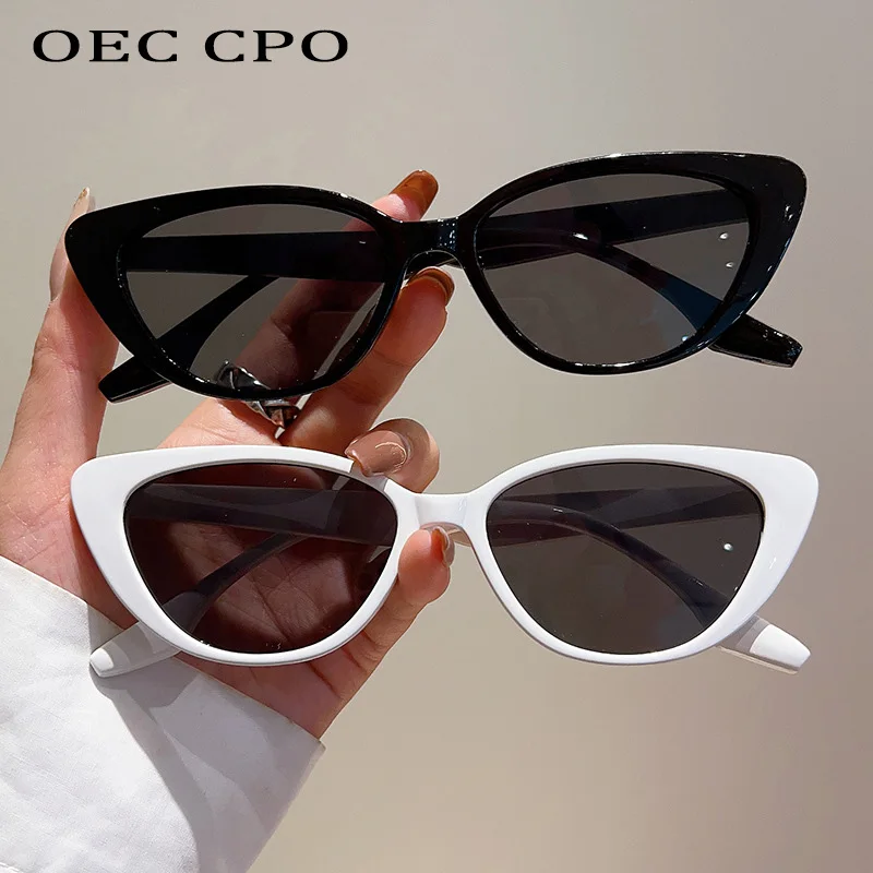 OEC CPO Small Frame Cat Eye Sunglasses Women 2024 Fashion Leopard Color Shades UV400 Sun Glasses Female Trending Eyewear Men