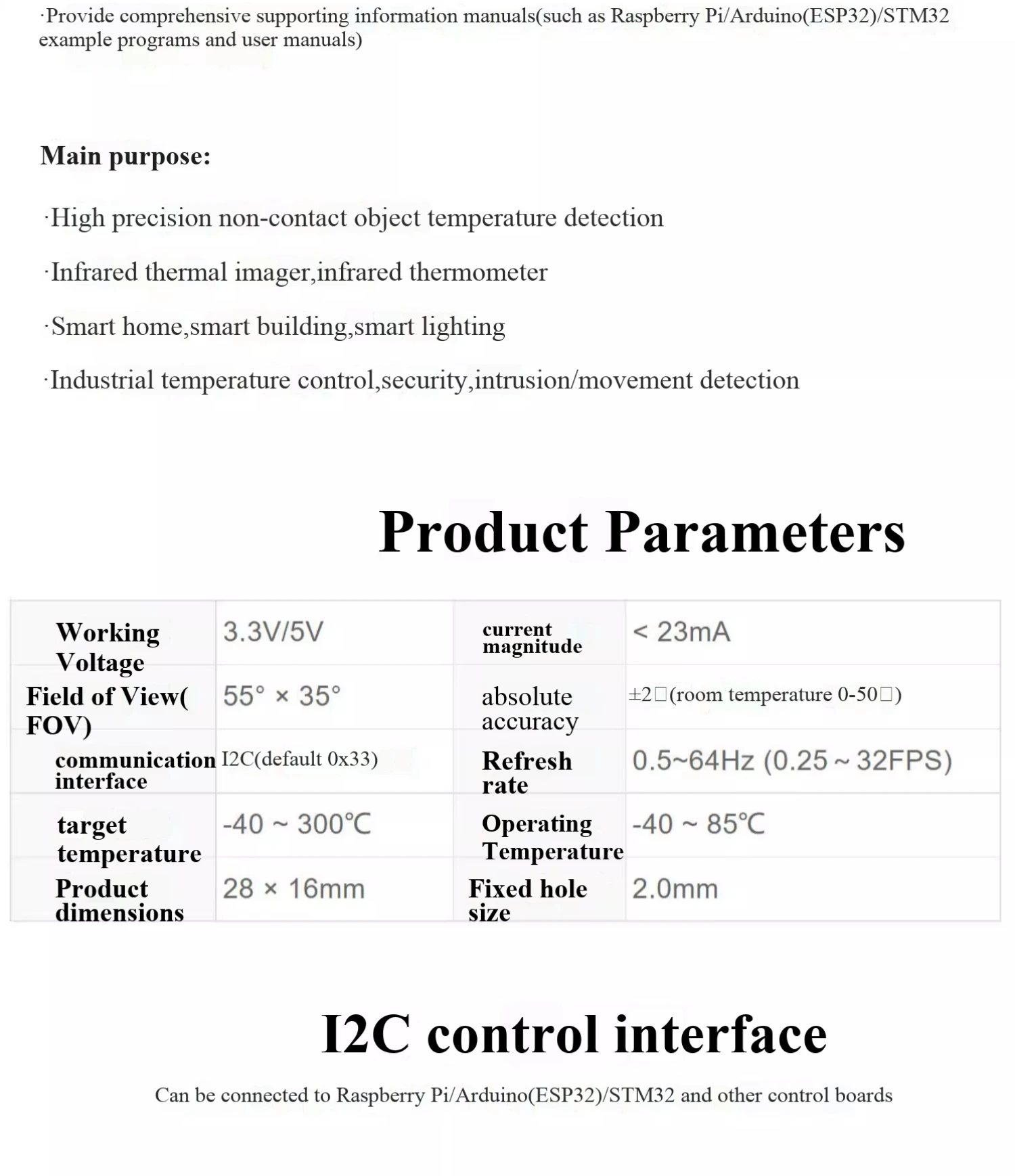 MLX90640ESF-BAA/BAB Infrarot-Temperaturmessungs-Punktmatrix-Sensormodul Infrarot-Bildgebung/IR-Wärmebildkamera – Detail 3