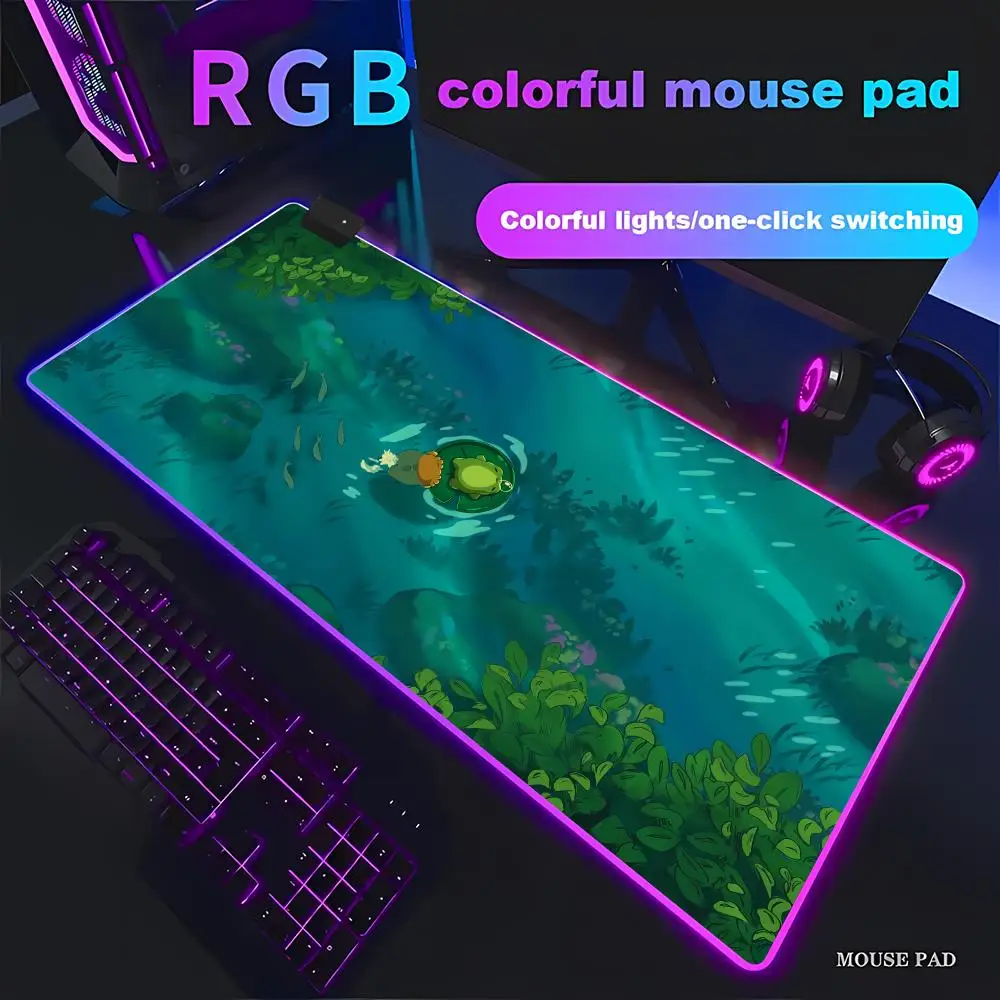 

Коврик для мыши RGB Frog On Ice Abi Toads с нескользящим краем, для ПК и ноутбуков, HYBXAXC, резиновый, для офиса, клавиатуры, большой игровой коврик XXL
