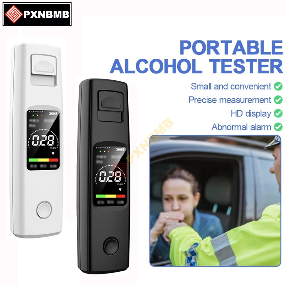 PXNBMB Rilevatore di alcol portatile professionale ad alta sensibilità Tipo-c Ricarica Etilometro Conduzione in stato d'acqua Strumenti elettronici per auto
