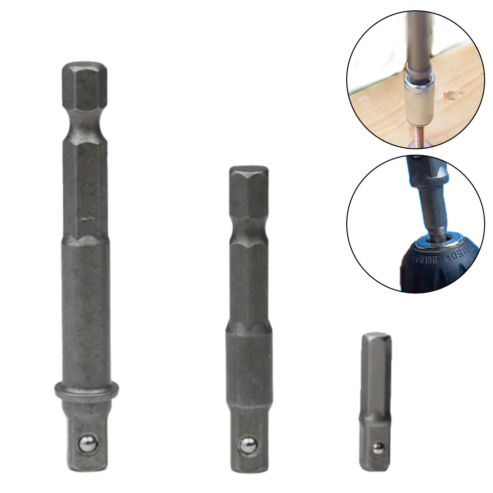 3pcs 1/4in Drill Socket Adapter Bits Bar Extension For Impact Driver 30/50/65mm Handle Dia 6.3 Mm Power Tools Parts