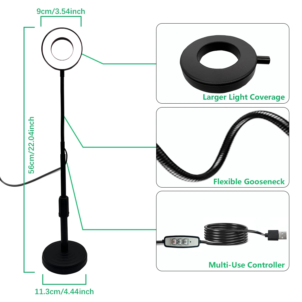 Indoor full spectrum plant growth light, adjustable adjustable gooseneck light, timer, 4 level brightness adjustable, small pot