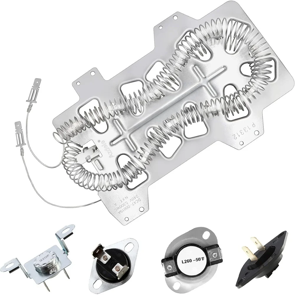 DC47-00019A Dryer Heating Element For Samsung DV42H5000EW DV45H7000EW Replacement Kit With Thermal Fuse And Thermostat