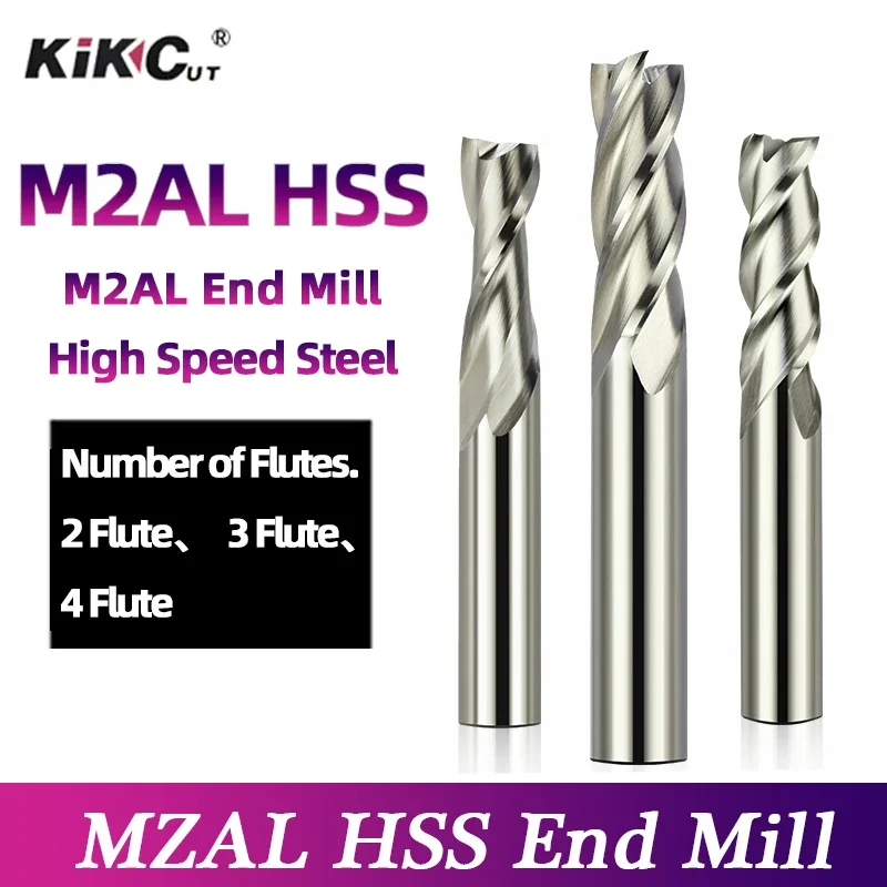 1PC M2AL HSS 2/3/4 Flutes High Speed Steel Carbide End Mill White Steel Milling Cutter CNC Cutting Tools