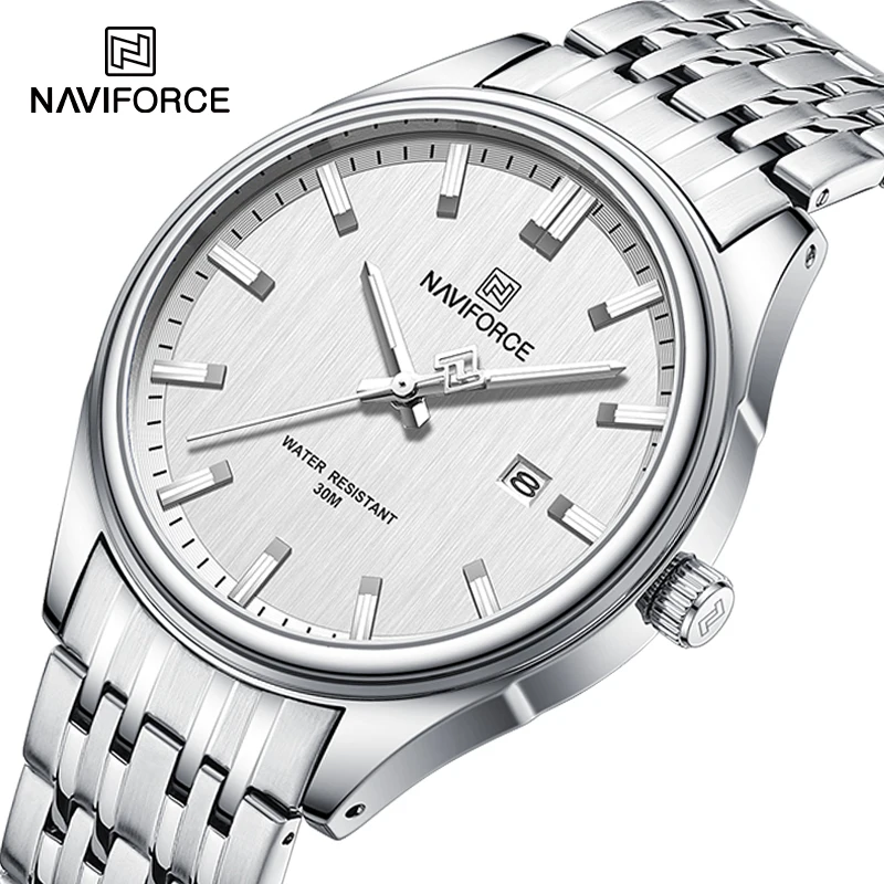 NAVIFORCE-Relojes de pulsera de cuarzo para hombre y mujer, pulsera resistente al agua, con indicador de fecha, para parejas