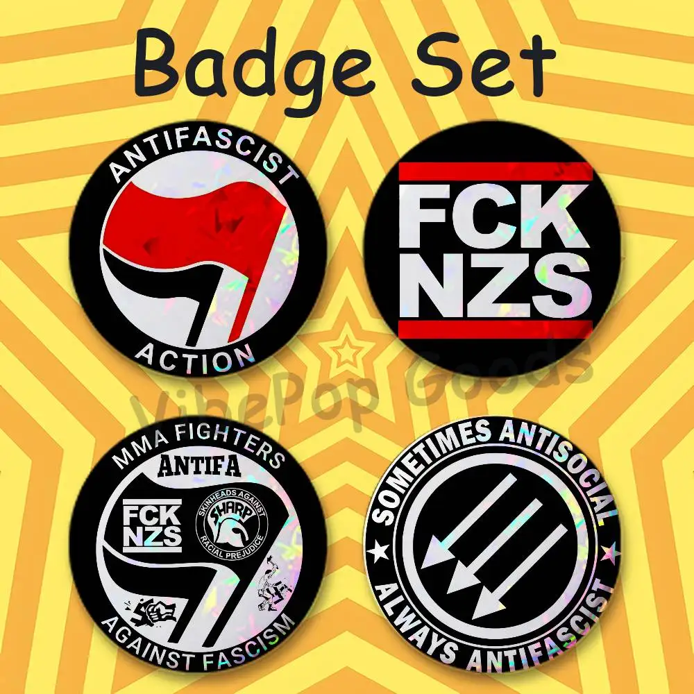 Antifa Aktion FCKNZS Creative Quirky Mini Pill Badges 25mm Micro Button Pins Fan-made Merch  Gift for Friends