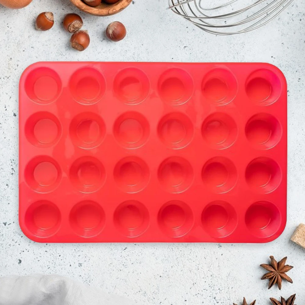 12/24Holes Silicone Cupcake Pan BPA Free Silicone Round Mold Cookies Fondant Baking Pan Steamed Cake Mold for Making Tart Bread