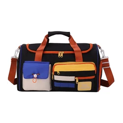 Colorful Retro Travel Bag Large Capacity Weekend Luggage Shoulder Straps For Sports Fitness Carrying Multiple Pockets For Women