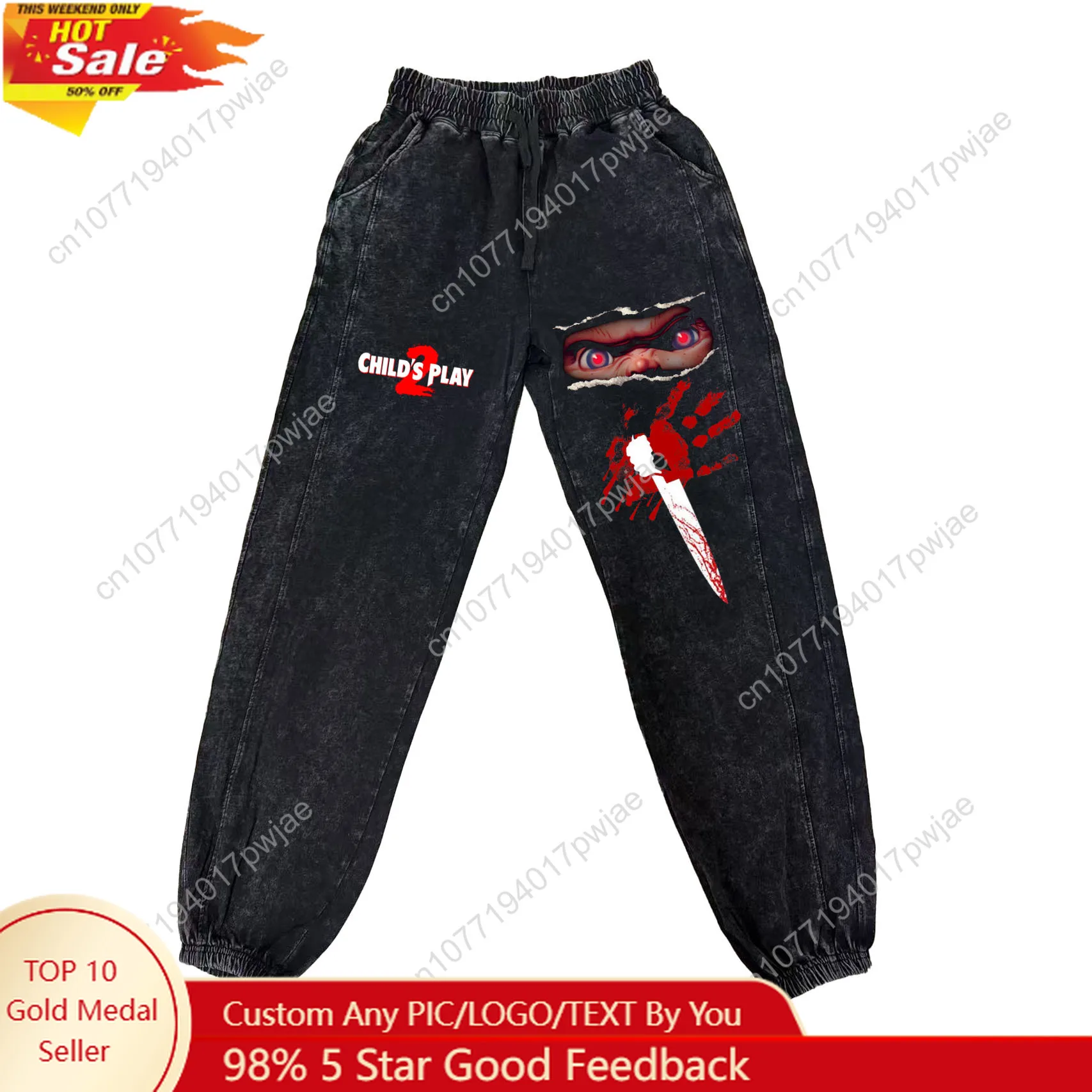 

Horror Movie Childs Play Chucky Flats Pants Man Woman Vintage Trousers Cotton Elastic Sweatpant Custom Made Pant With Pocket