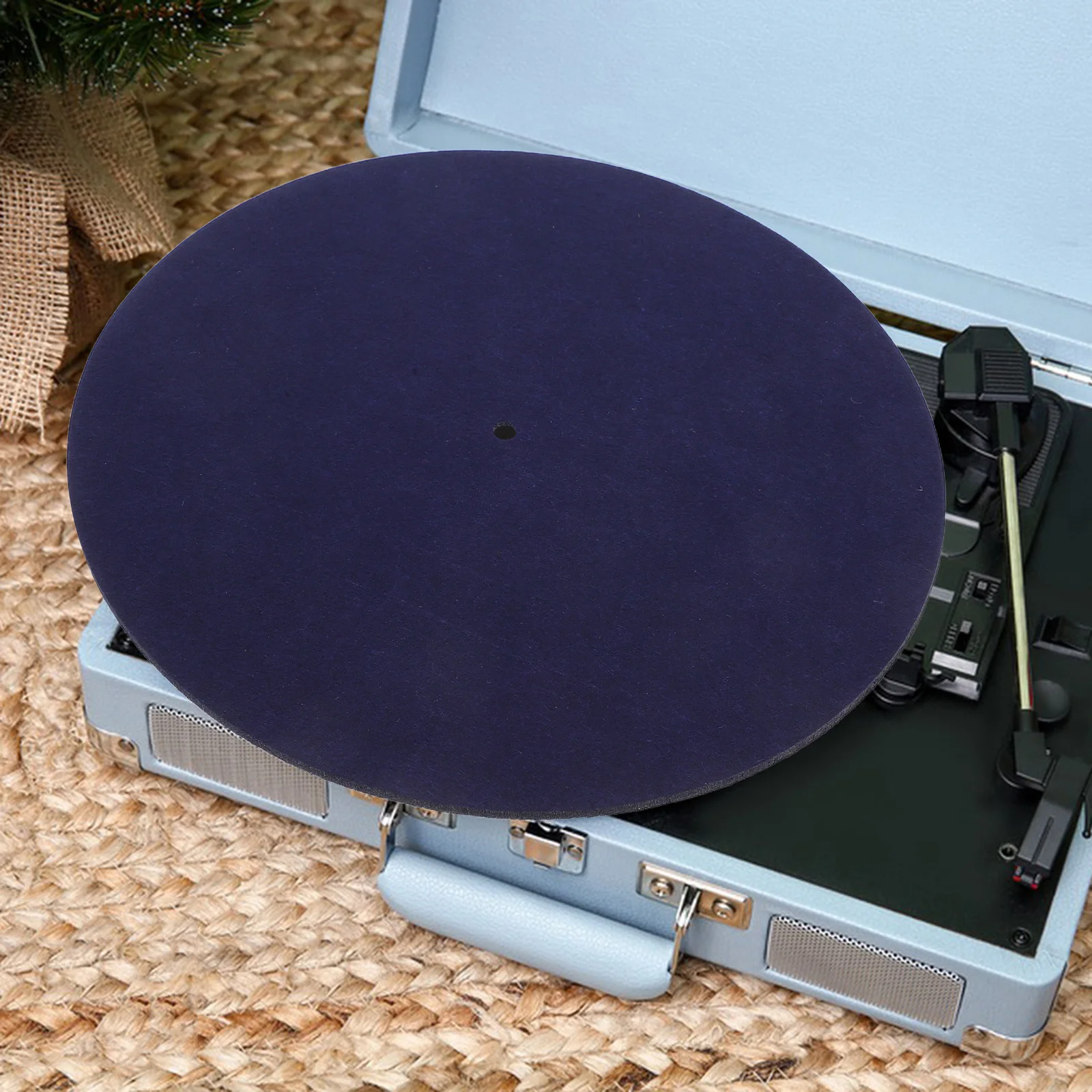 1 قطعة مسجل لاعب حصيرة الأزرق الداكن ورأى القرص الدوار Slipmat الفينيل القرص المضادة للاهتزاز الوسادة متوافق مع طبق الفونوغراف Dj