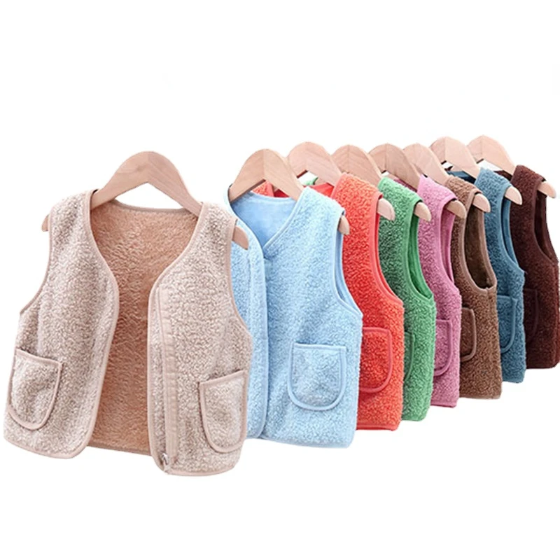 Autumn Winter Kid Vest Fur Baby Girl Boy Clothes Fleece Vests Zipper Coat Jacket Sleeveless Children Snow Outfits Waistcoat Warm