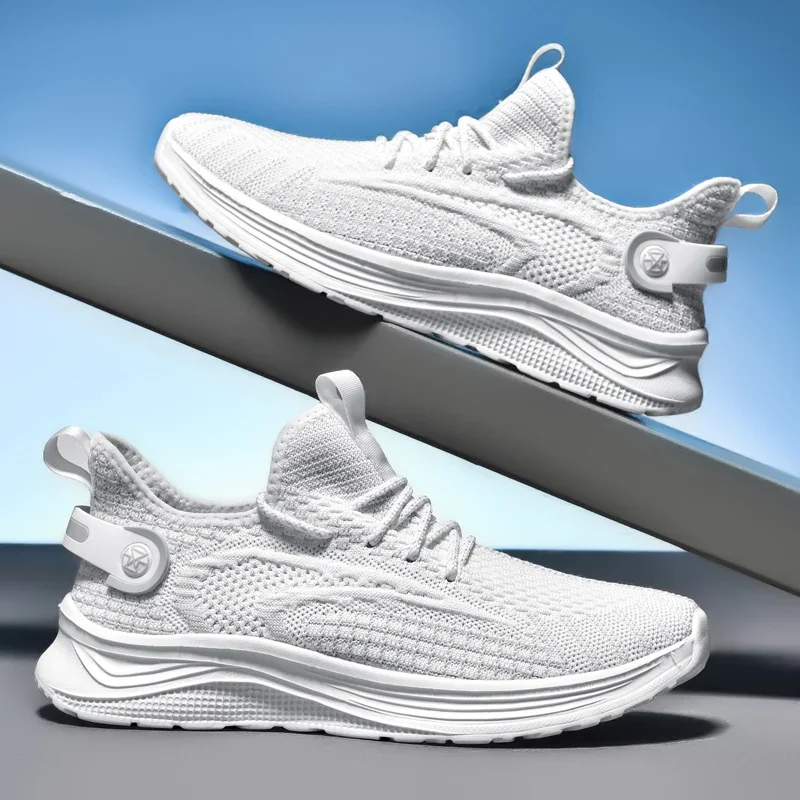 

High Quality Fashion White Shoes for Men 2025 New Mesh Breathable Platform Sneakers Casual Running Sports Shoes Tenis Masculino