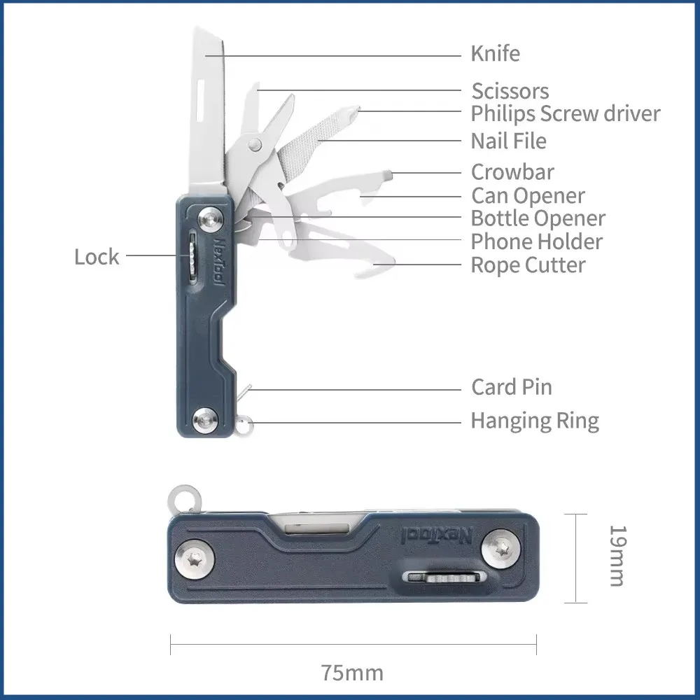 Nextool 10 in 1 Multi Tools Mini Multifunction Folding Knife Scissors Screwdriver Fruit Camp Tool Outdoor Survive Sharp Cutter