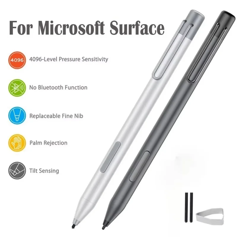 

AP-стилус для Microsoft Surface Go Pro7/6/5/4/3, алюминиевый карандаш для сенсорного экрана 4096, упор давления и ладони с наконечником, серебристый