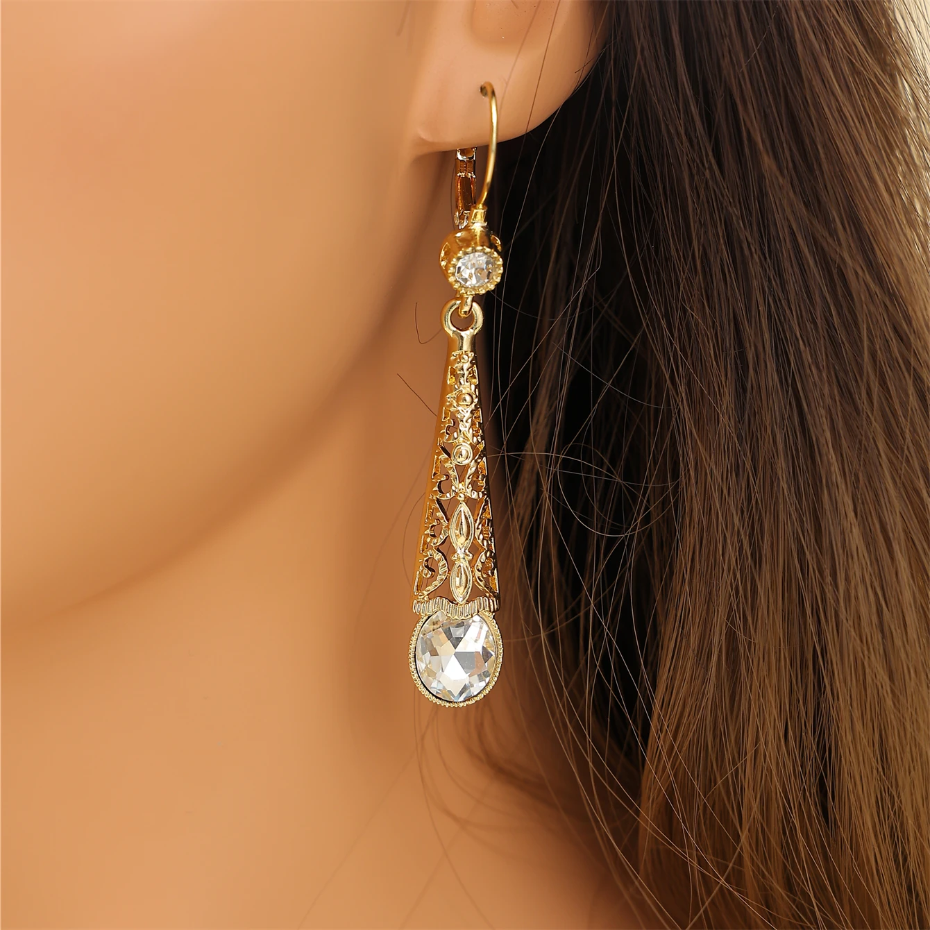 Luxury Moroccan Style Drop Long Earrings Double Hollowed-Out Master Carved Wedding Jewelry