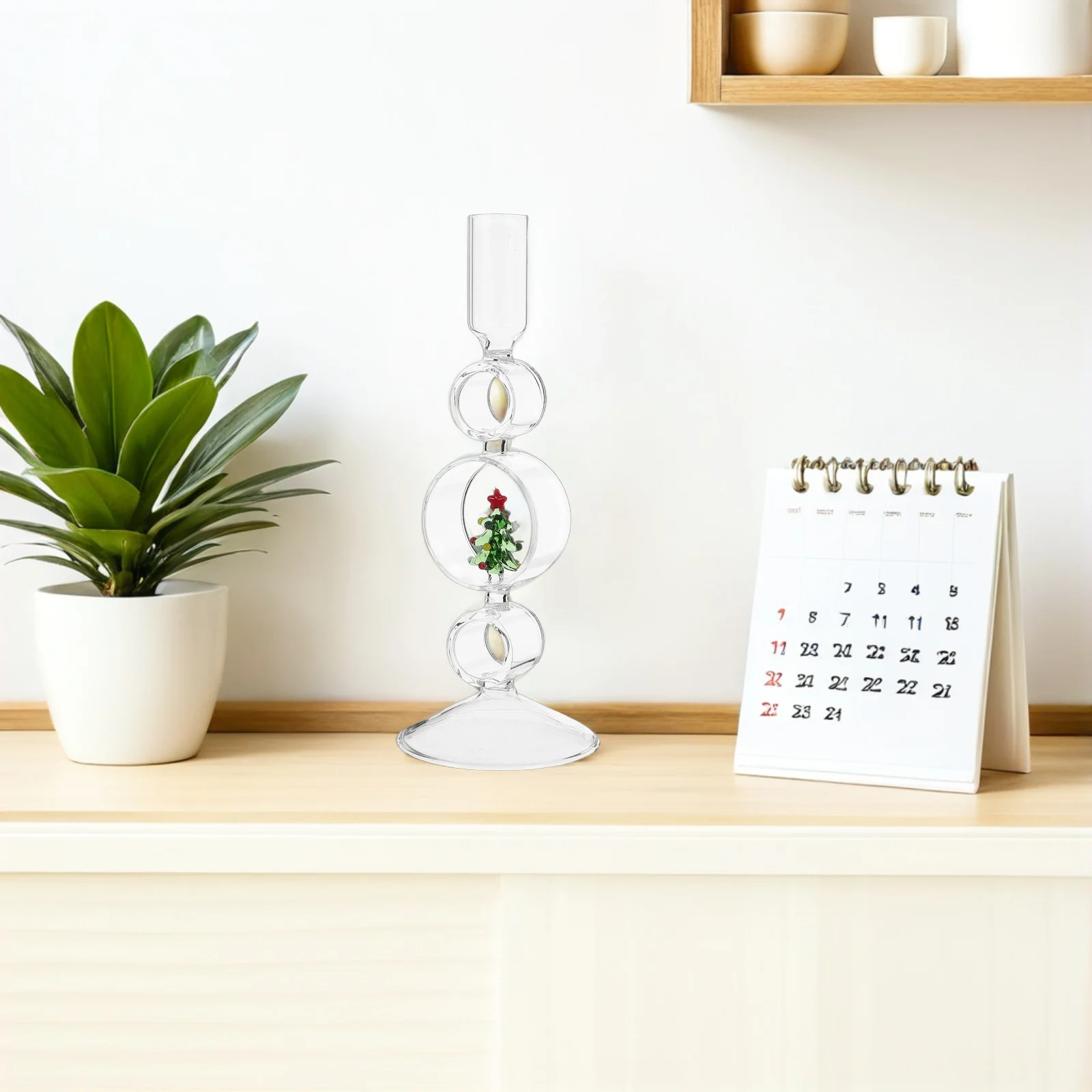 

Christmas Glass Candelabra Candlesticks 8.45x3.34x0.98in Clear Taper Holders Christmas Dining Centerpiece