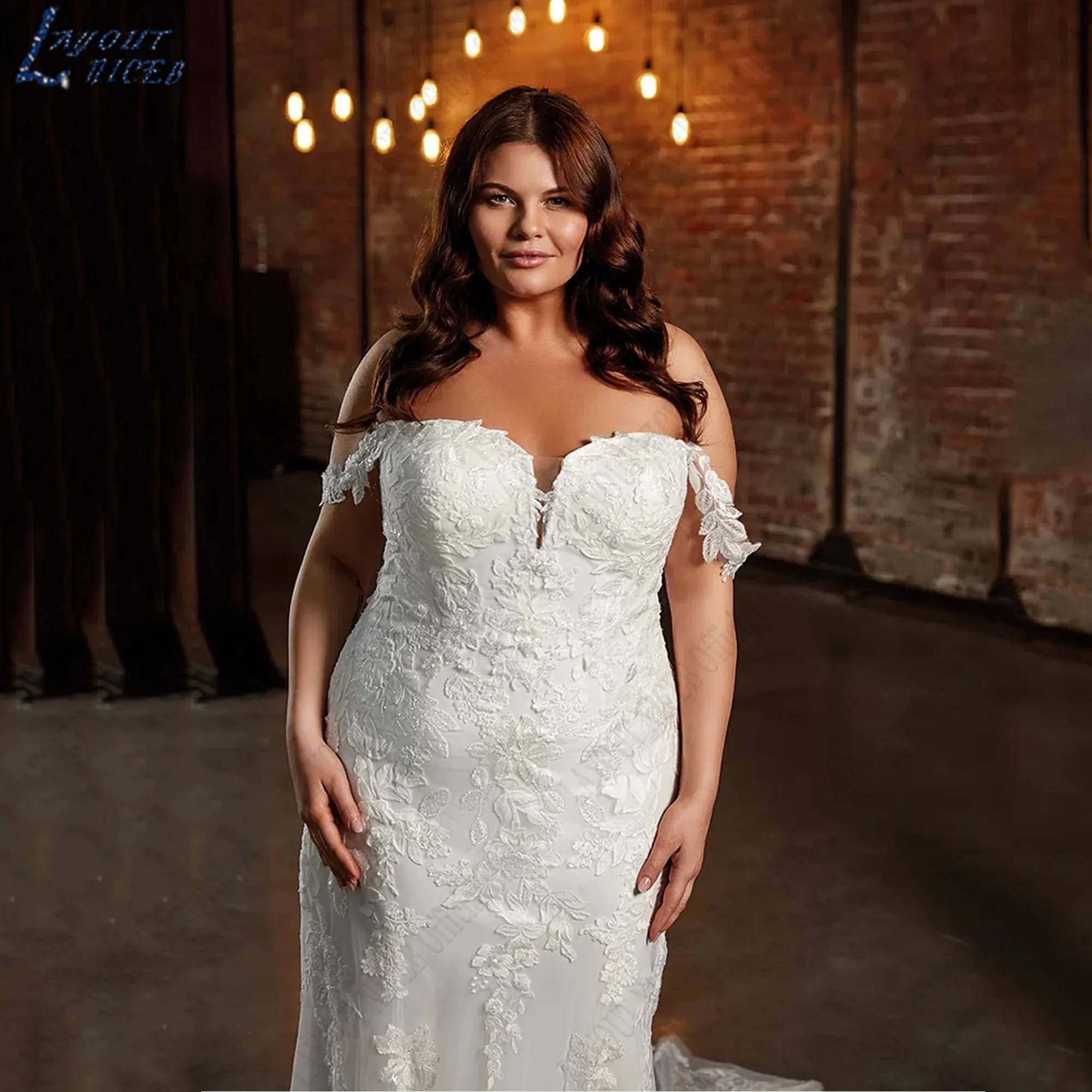 LAYOUT NICEB Plus Size Wedding Dresses Appliques Off Shoulder Bride Gowns Sweethear Backless Mermaid Tulle Vestido De Noiva 2024