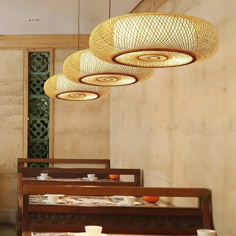 

Chinese Zen Restaurant Pendant Light Vintage Bamboo Chandelier for Tea House Hotel