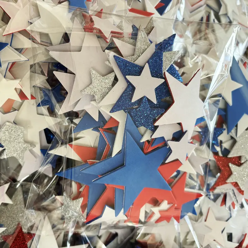 140PCS/Lot Mix glitter & non-glitter red blue white star foam stickers July 4th independence Day Holiday project  Fourth of July