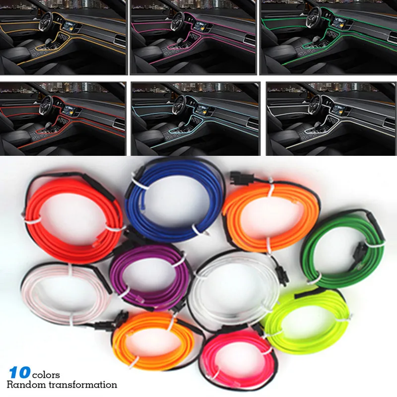 

12V Universal LED Car Ambient Lamp Car Interior Decoration Light Cold Light Strips Waterproof Dashboard Console Lamp1/2/3/4/5M