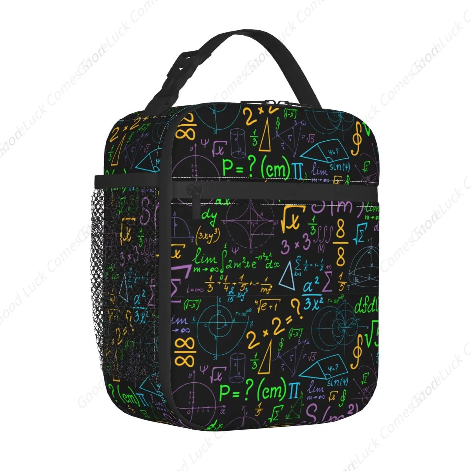 Math Colorful Geometrical Plots Formulas Calculations Reusable Lunch Box Food Bag Insulated Lunch Bag for Teenage Boys Girls