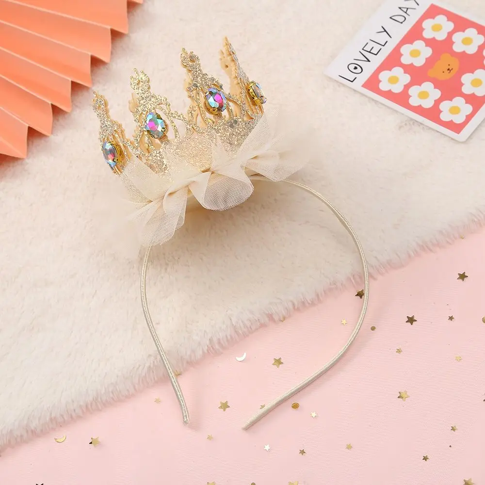 Delicate Fashion Headgear Leather Crown Rhinestone Hair Accessory Headwear Girl Hair Band Korean Style Headband Hair Hoop