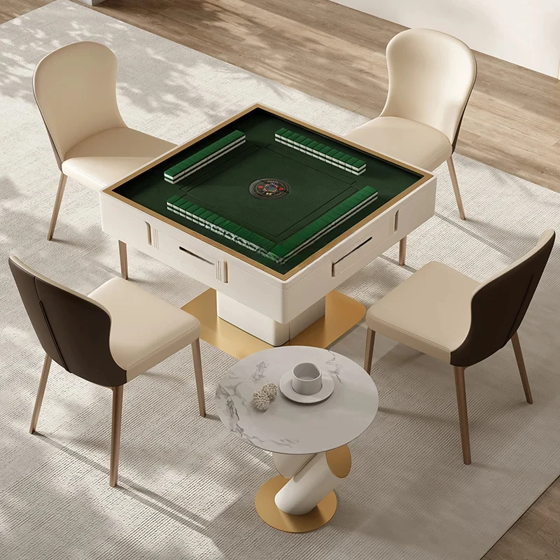 Light Luxury Stone Plate Lifting Coffee Table Mahjong Table Dining Table Double-Use Mahjong Machine Multifunctional