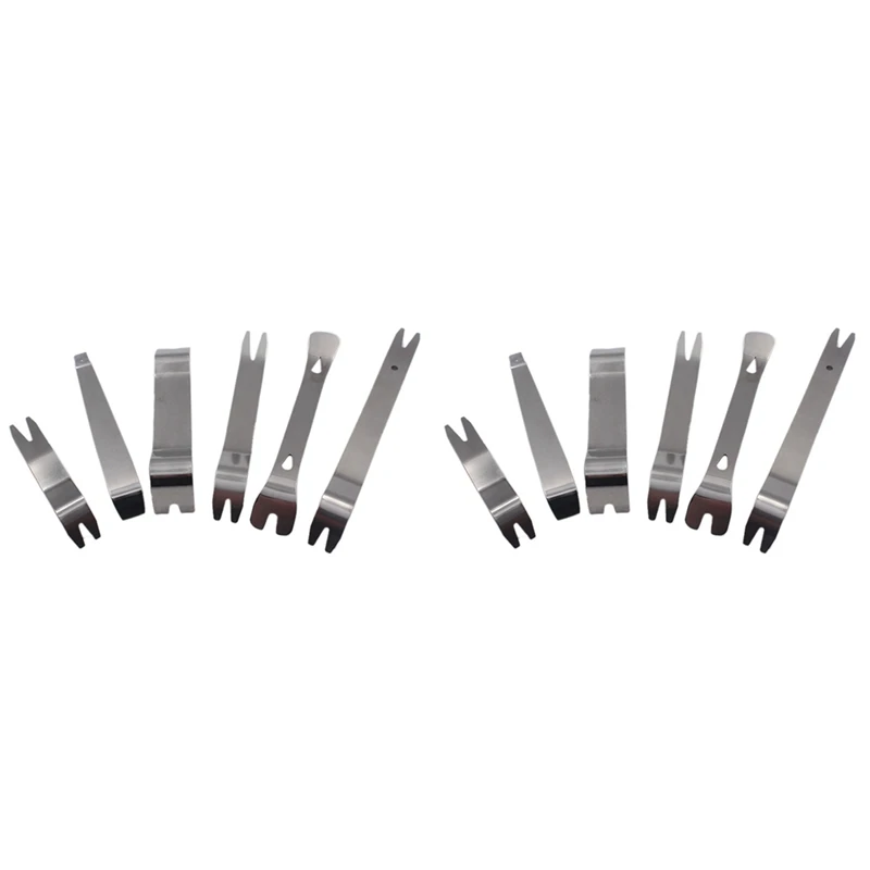 

12 Pcs Set Silver Stainless Steel Car Radio Removal Tool Car Door Clip Panel Audio Stereo Dismantle Pry Tool