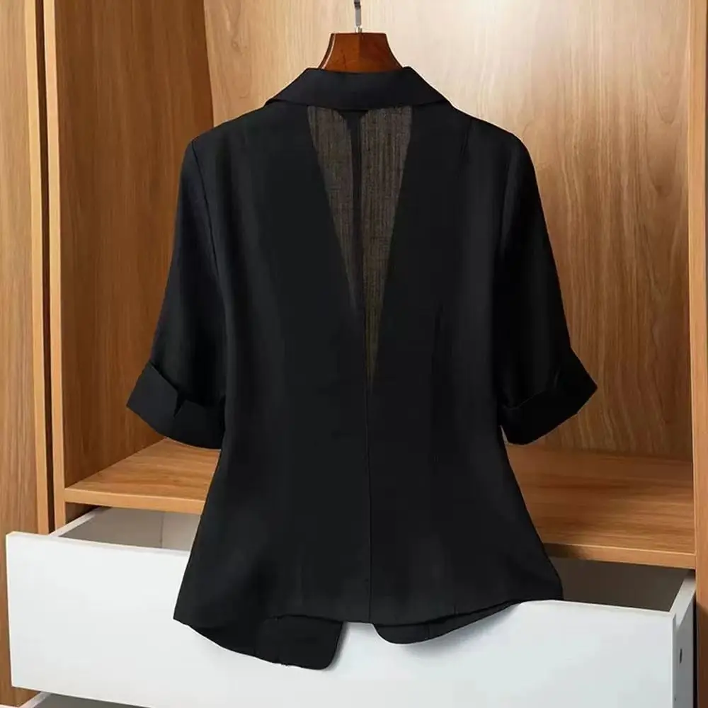 

Lightweight Women's Blazer Jacket, New Summer Style For Petite Women, Casual Slim-Fit, Versatile Short-Sleeved Suit Top