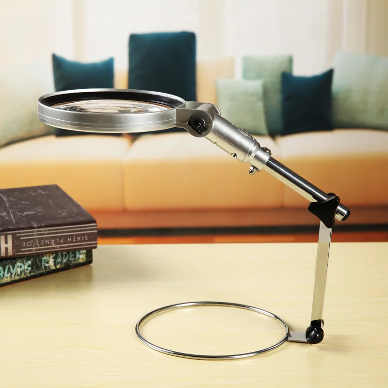 Lowest Price Folding Adjustable Arm Clip-on Desk Table Magnifying Glass Lamp Illuminated Magnifer With LED Light Acrylic Lens