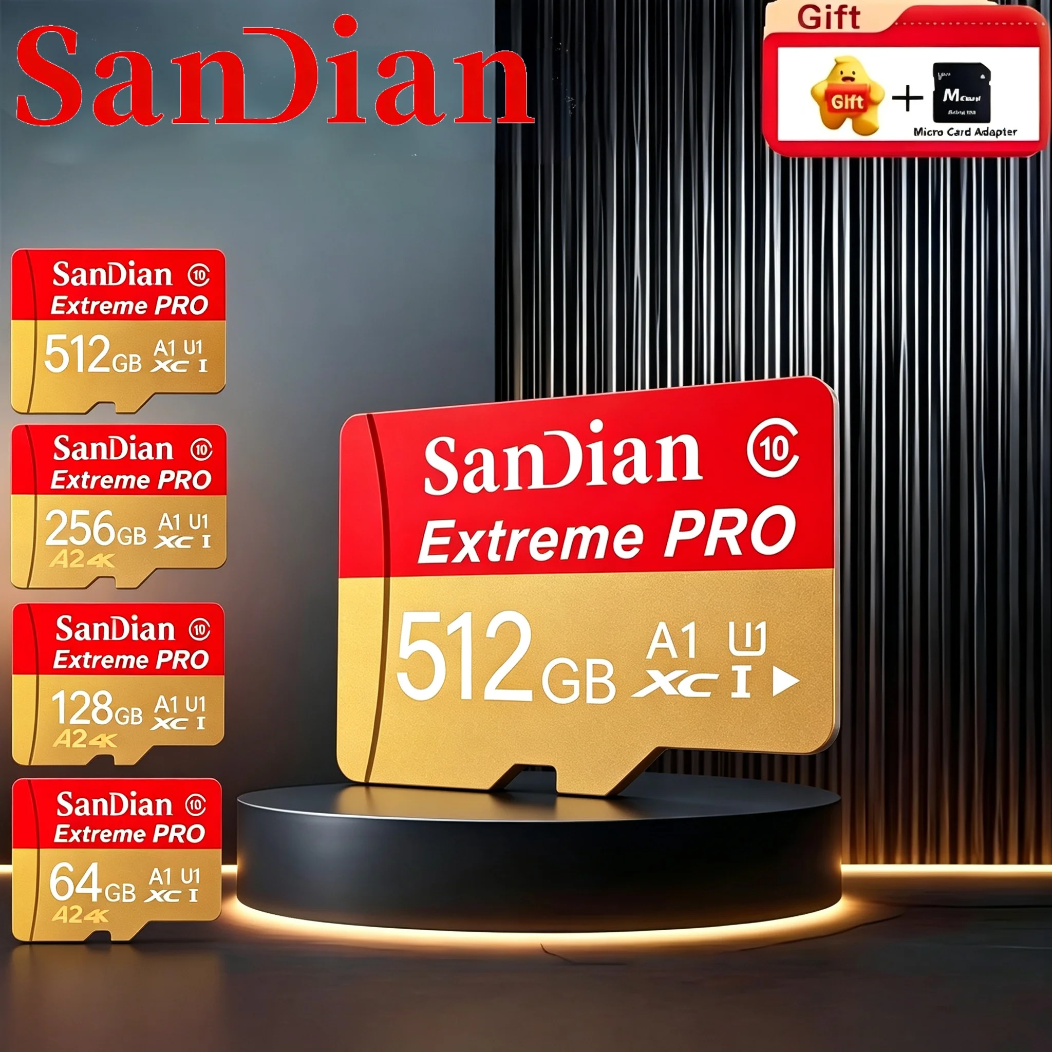 Super Fast TF Cards 256GB Memory Card 128GB Micro TF SD Card 512GB SD Cards V60 V10 4K for Drone/Surveillance/Phone/PC Mac