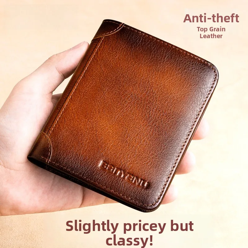 high-end-genuine-top-layer-cowhide-men's-wallet-short-retro-vertical-horizontal-driver-license-vintage-style-leather-purse