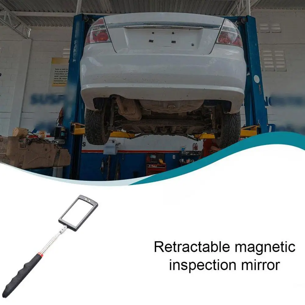 LED Telescopic Car Inspection Mirror 28-87cm Telescoping Bottom Car Flexible Inspection Mirror Adjustable Head Rotation 360 M4M6