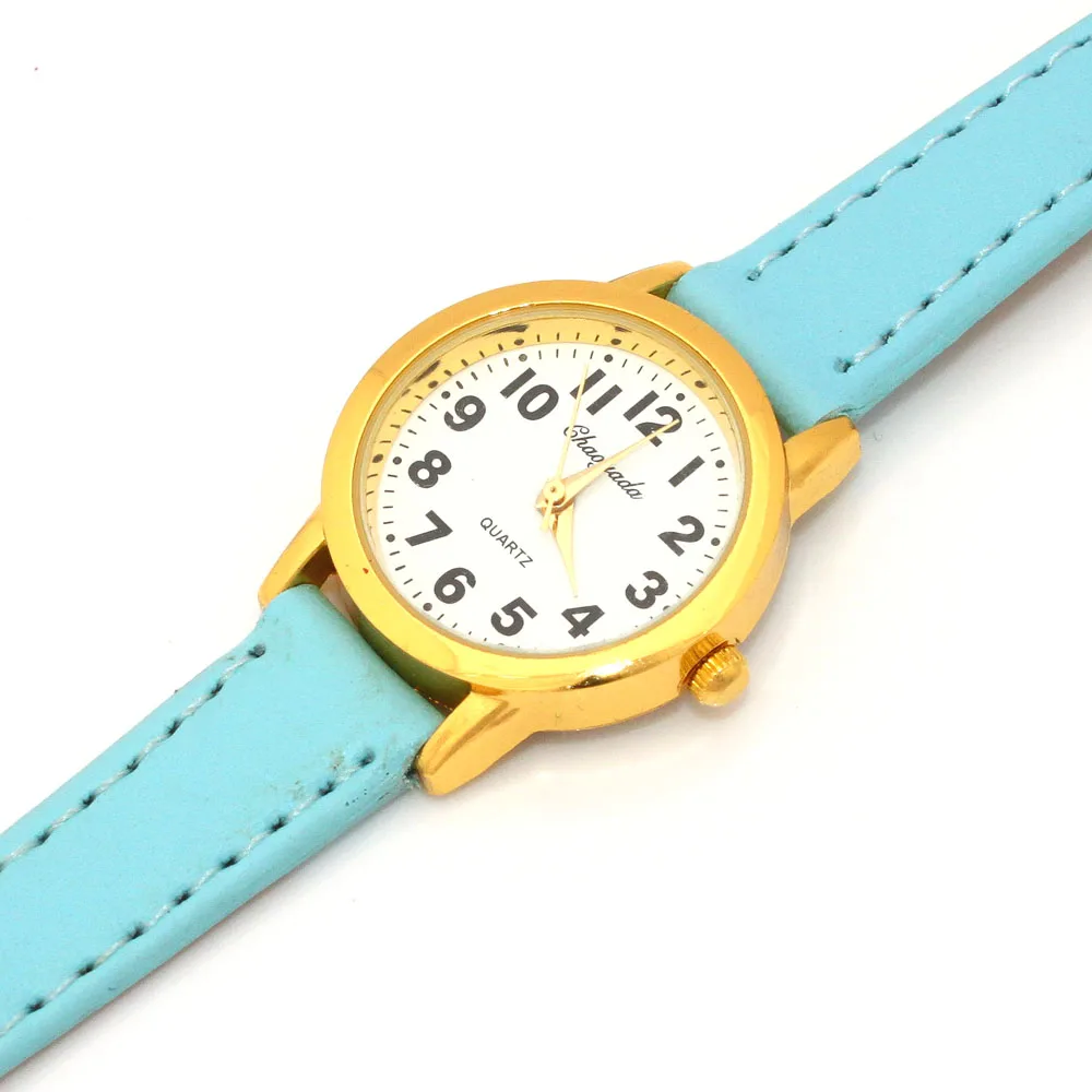 Candy Colorful Leather Quartz Watch for Girls Cute Kids Student Wristwatch