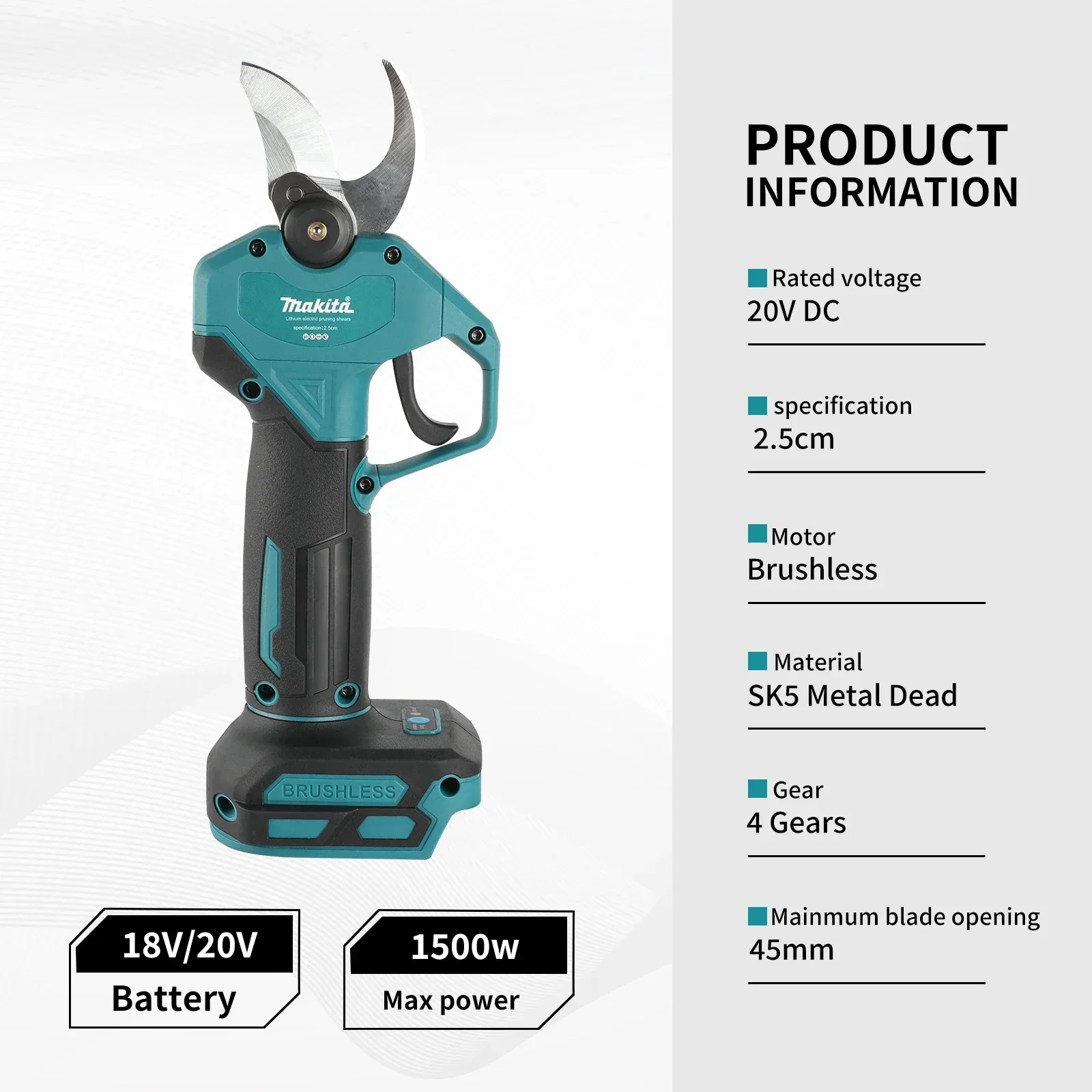 Makita – ciseaux électriques sans fil 18V, pour couper les Branches et les feuilles sur les arbres fruitiers du jardin, tondeuse à Branches Rechargeable