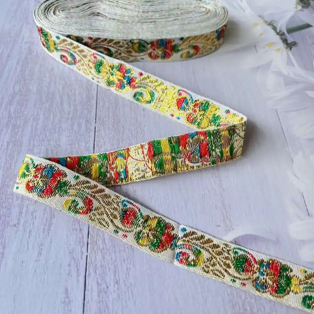 

Minority Sh-0103 Этнический кружевной цветок 10 ярдов Аксессуары для одежды Ширина 2 см Жаккардовая лента