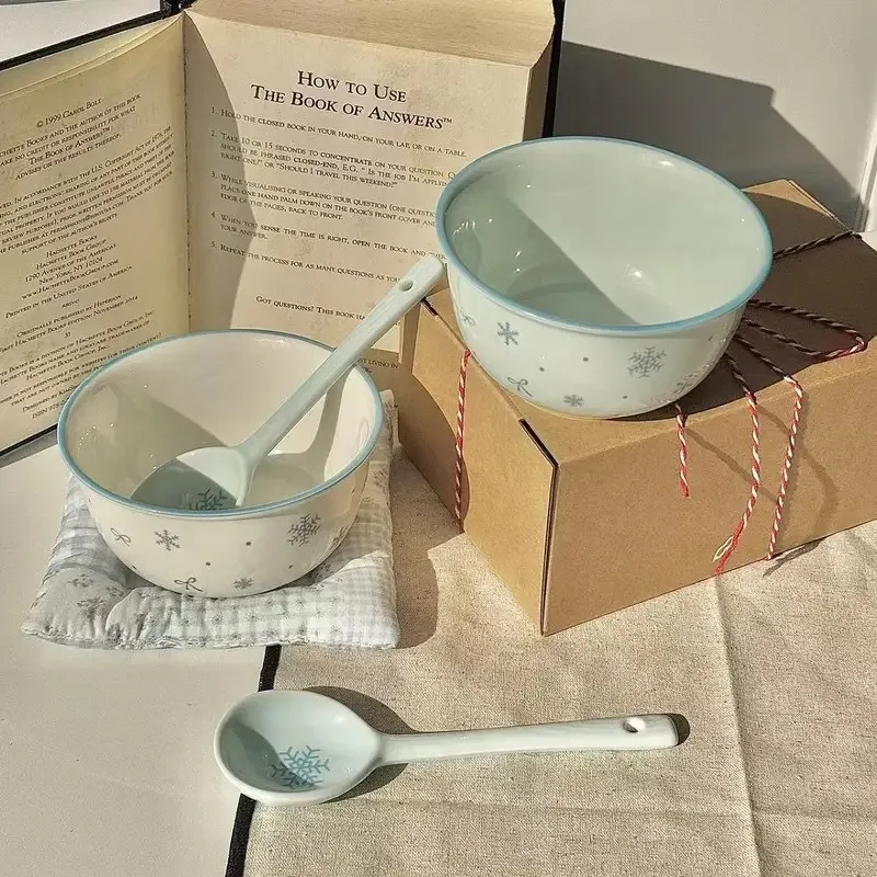 New high temperature underglaze ceramic tableware set milk blue simple household dishes