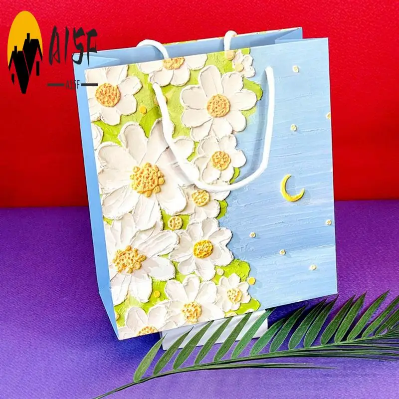 

A15F-Oil Painting Children's Gift Bag Gift Box Bag Paper Bag Portable Birthday Gift Bag Souvenir
